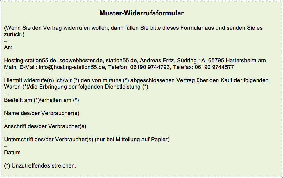 Widerrufsformular