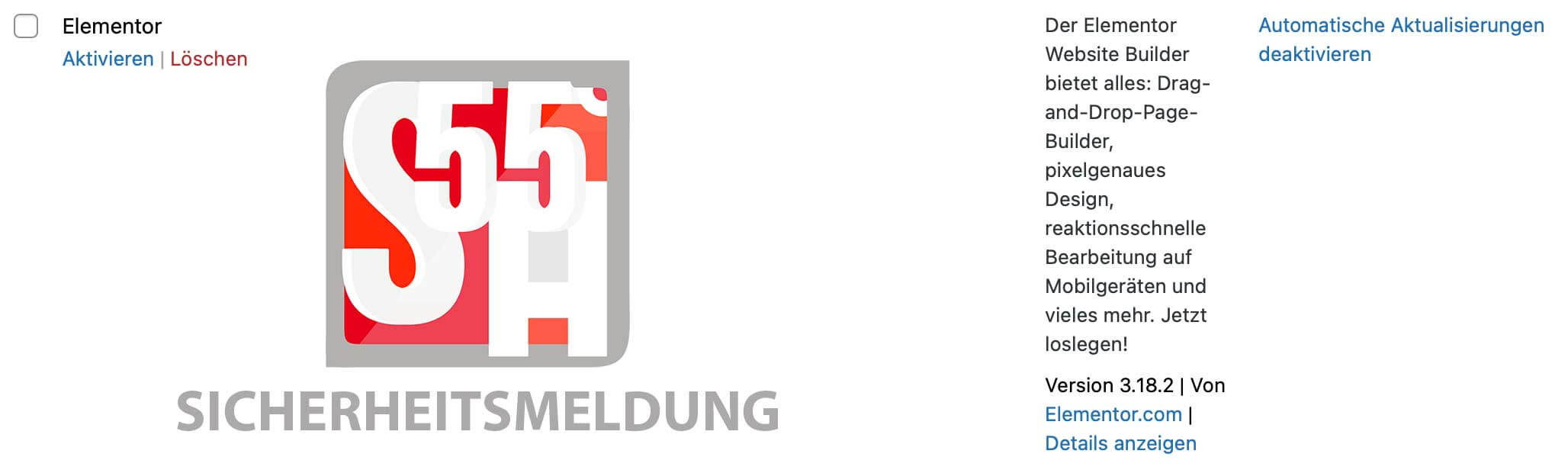 WordPress Elementor Plugin 3.18.2 evtl. Unsicher